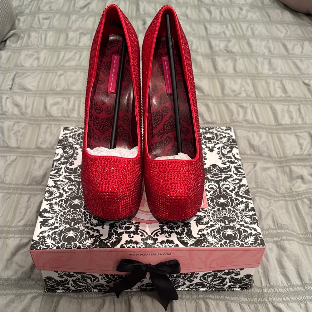 Never worn! Bordello Red Sparkly Heels